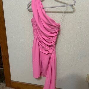 Elegant Pink One-Shoulder Dress